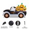 Set of 2 8FT Lighted Inflatable Truck with Jack-O-Lantern Pumpkins Decor